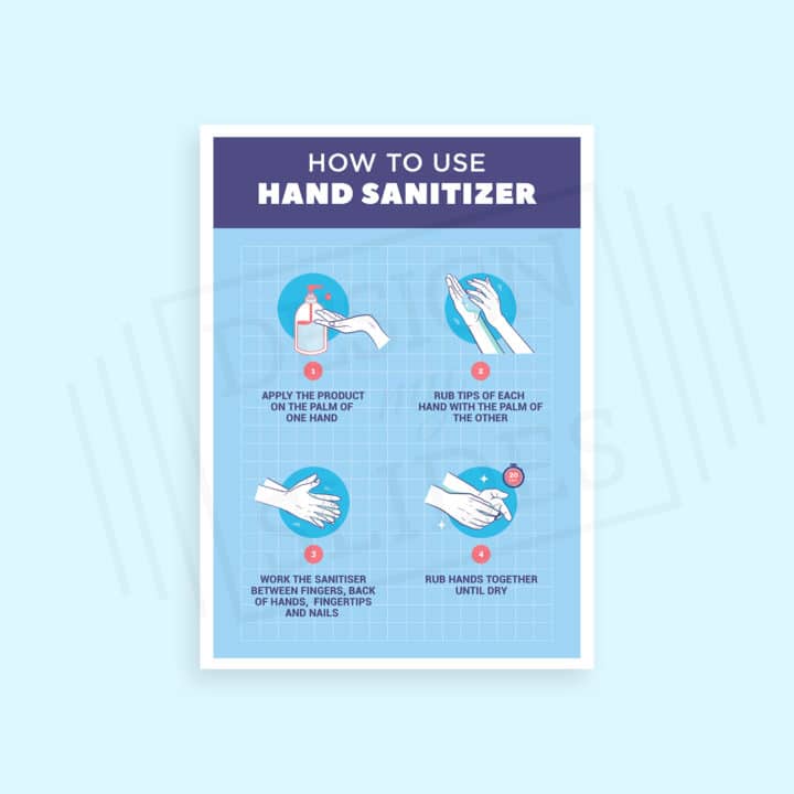 how to use hand sanitiser poster