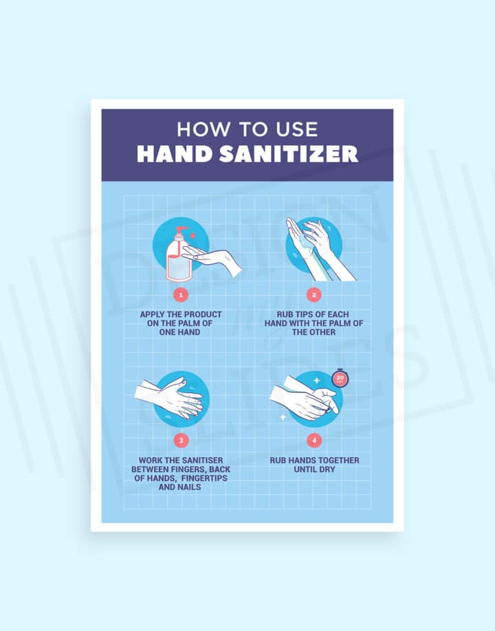 how to use hand sanitiser poster