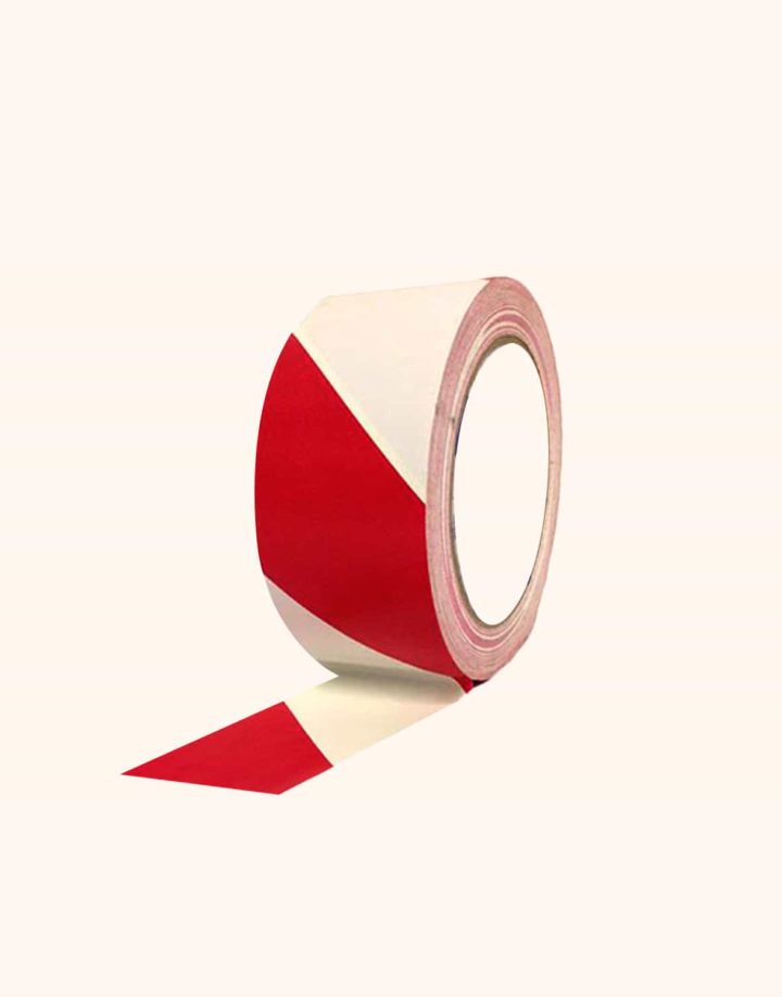red + white striped tape for floor marking